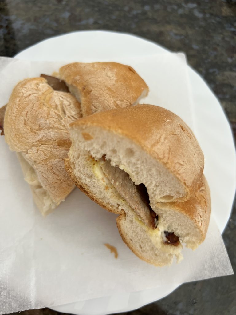 Bifana Sandwich at Âncora Cafe in Armação de Pêra