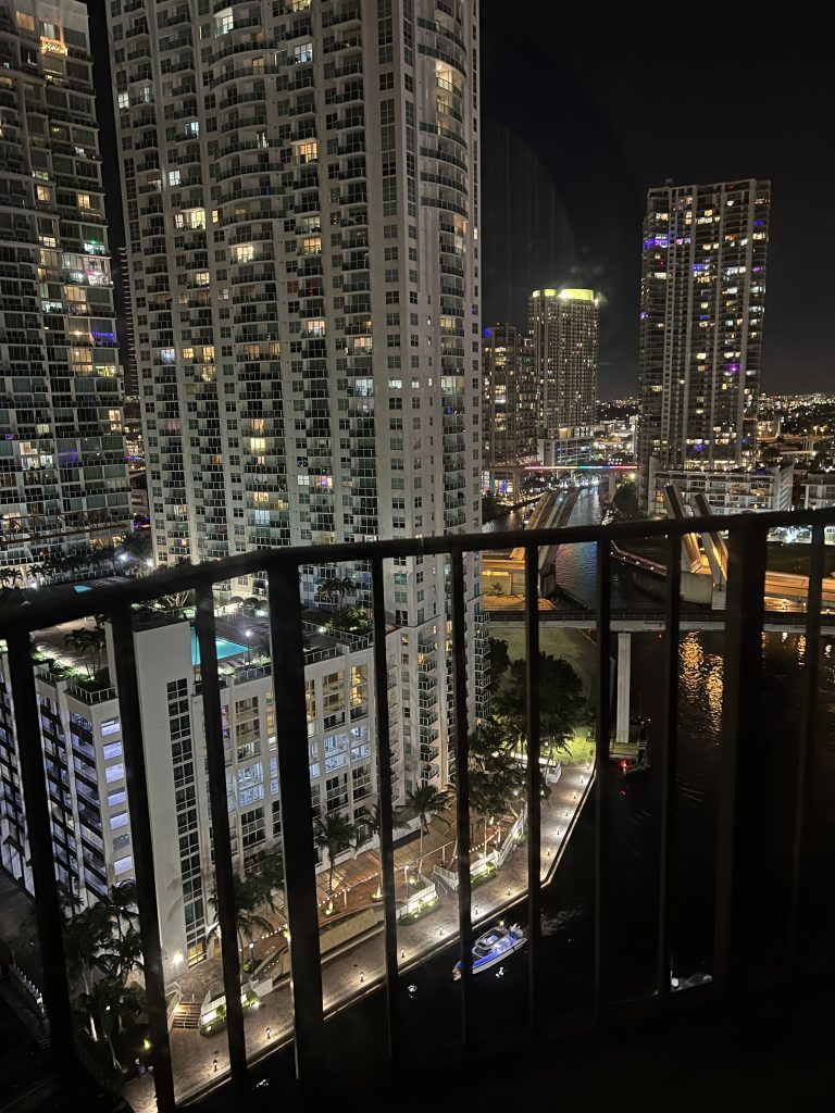 Miami City View at Night from Hyatt Regency Miami Hotel