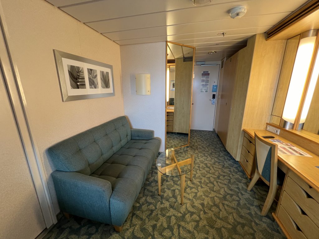 Couch in Royal Caribbean Connecting Balcony — Independence of the Seas Review