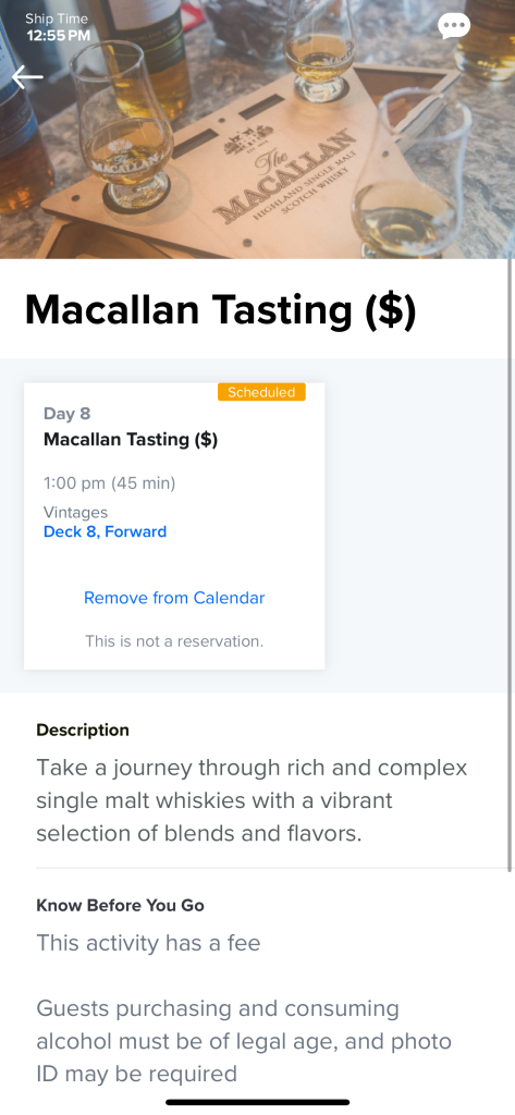 Macallan Tasting Royal Caribbean Cruise Review Symphony of the Seas