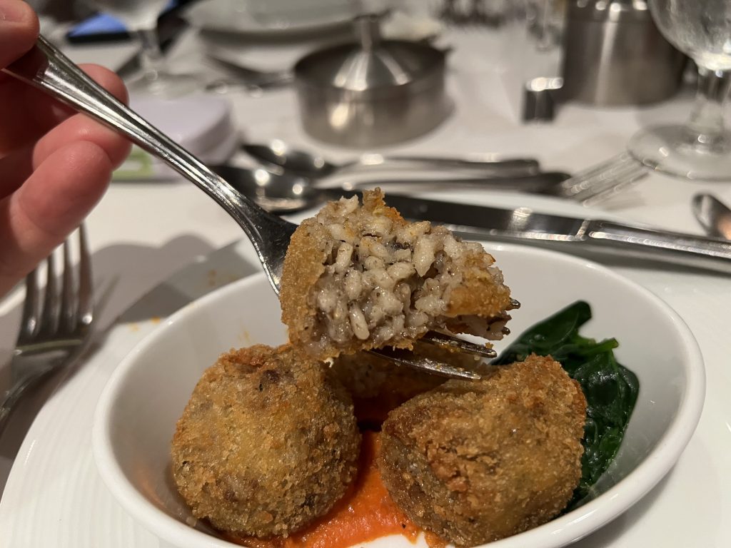 Inside Crispy Parmesan Arancini — Symphony of the Seas Cruise Blog — Royal Caribbean Cruise Food Photos