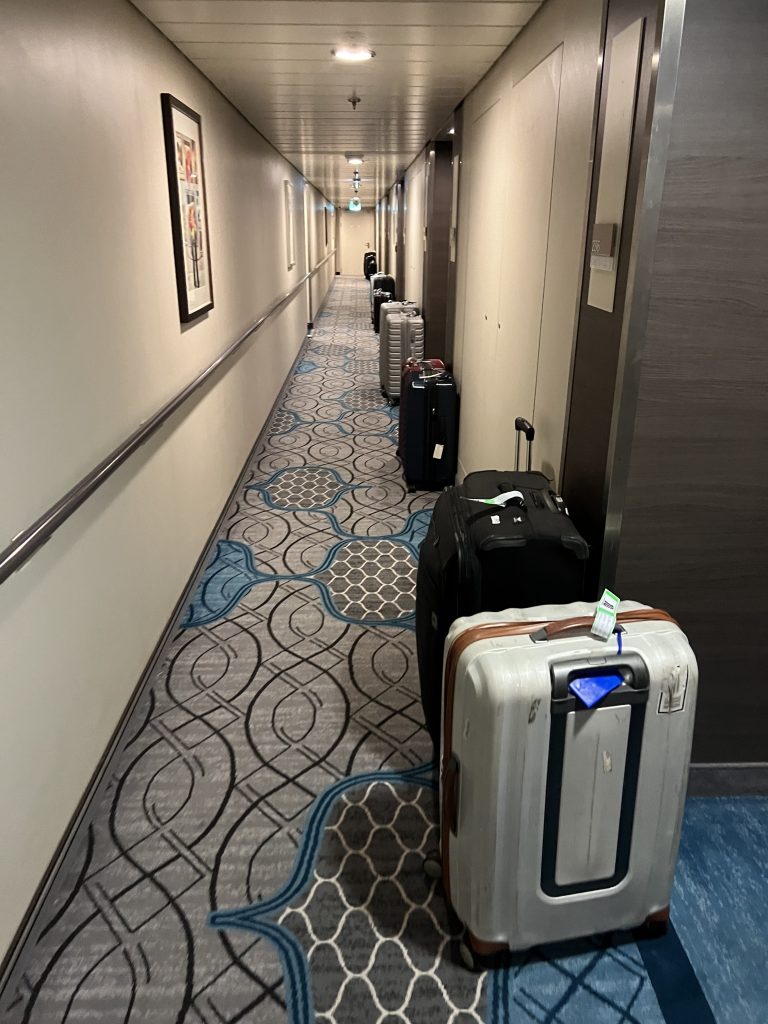 Luggage in Hallway Royal Caribbean Cruise Review Symphony of the Seas