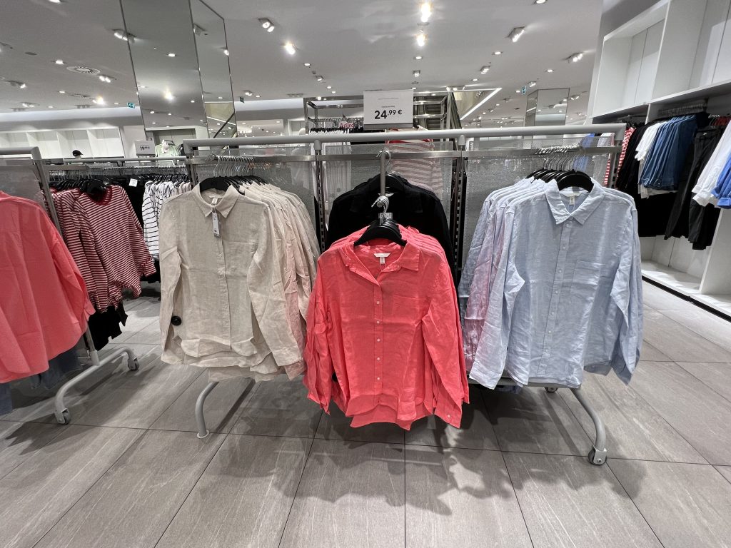 Linen shirts at H&M in Lisbon