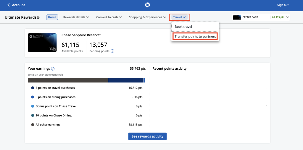 How to Transfer Chase Ultimate Rewards Points Step 3