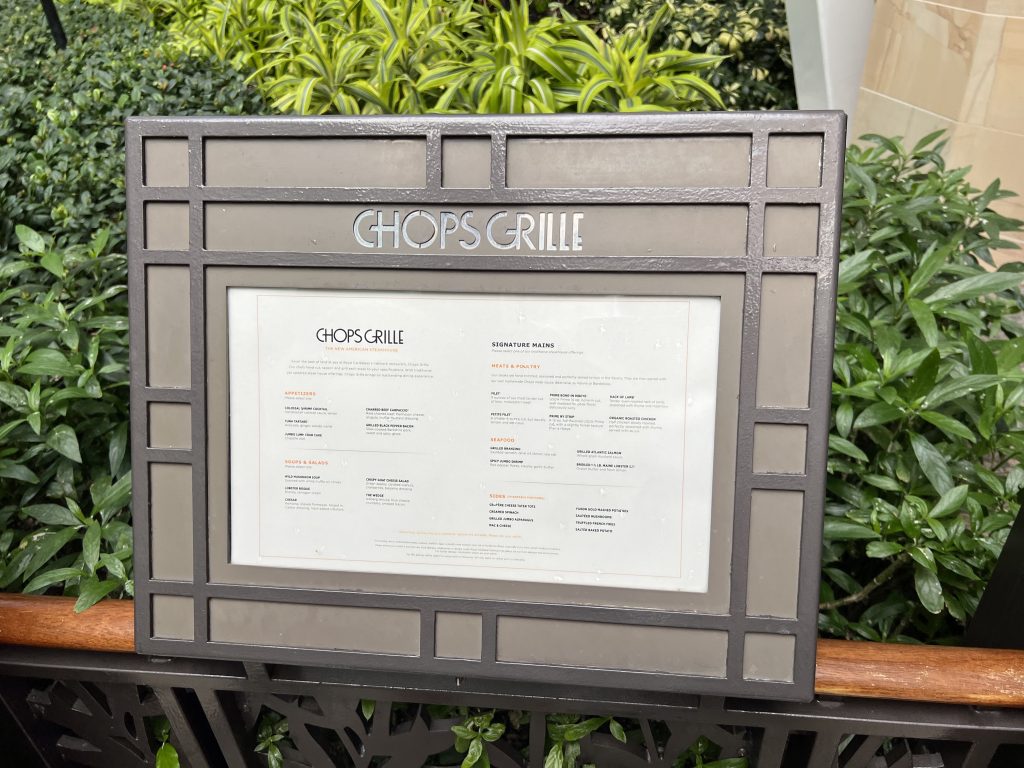 Chops Grille Menu — Symphony of the Seas Cruise Blog