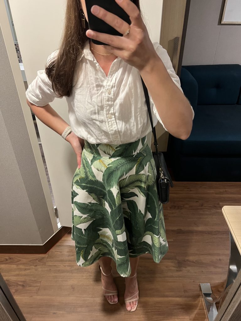 Linen Shirt and Banana Leaf Skirt for Caribbean Night