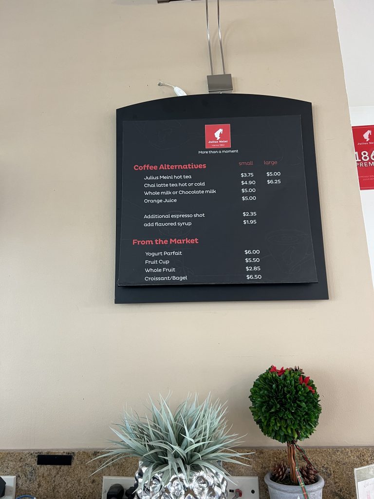 Cafe menu with prices at Fort Lauderdale Cruise Hotel Review — GalleryOne DoubleTree Suites by Hilton