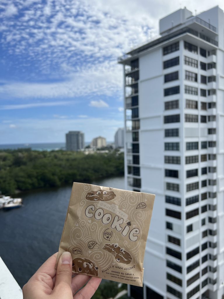 Cookie in bag Fort Lauderdale Cruise Hotel Review — GalleryOne DoubleTree Suites by Hilton