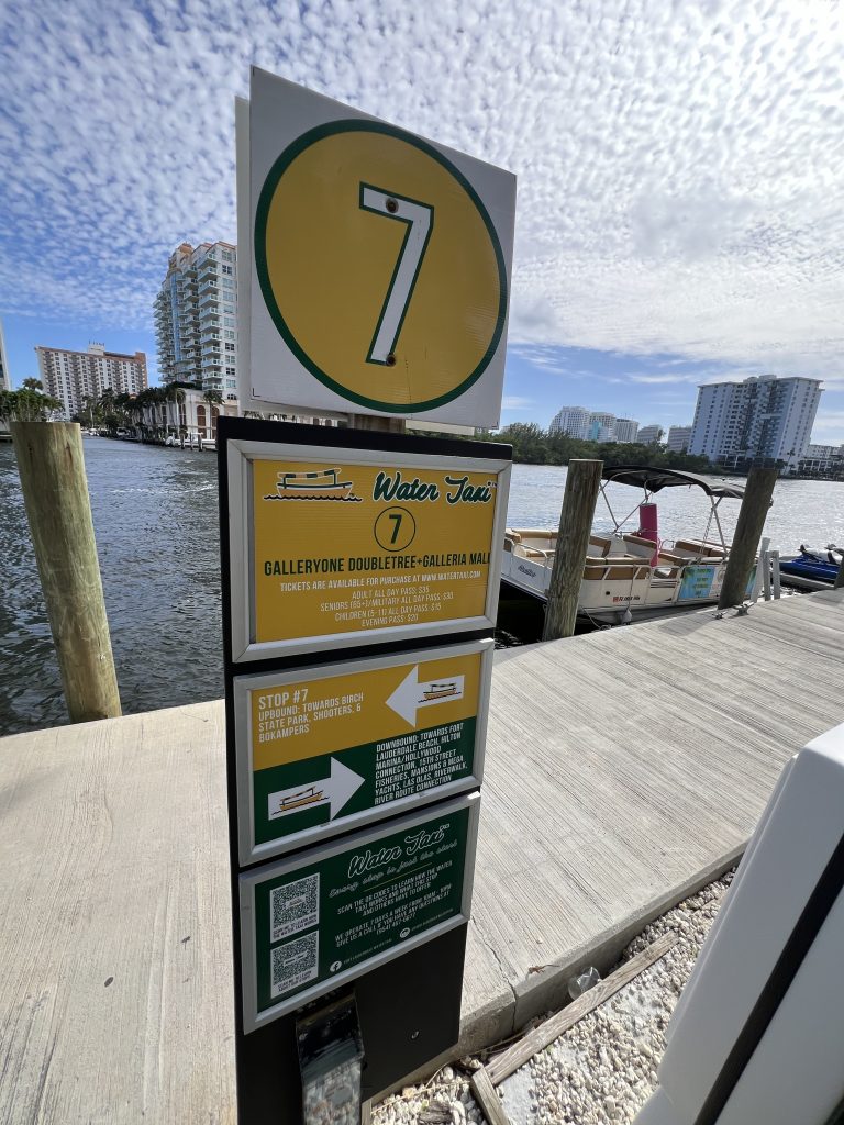 Water Taxi Stop 7 outside of Fort Lauderdale Cruise Hotel Review — GalleryOne DoubleTree Suites by Hilton