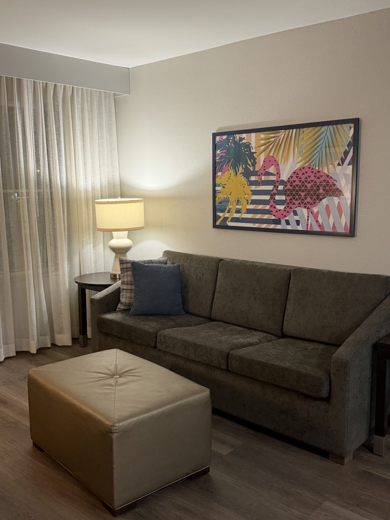 Couch and ottoman Homewood Suites Orlando Airport Review