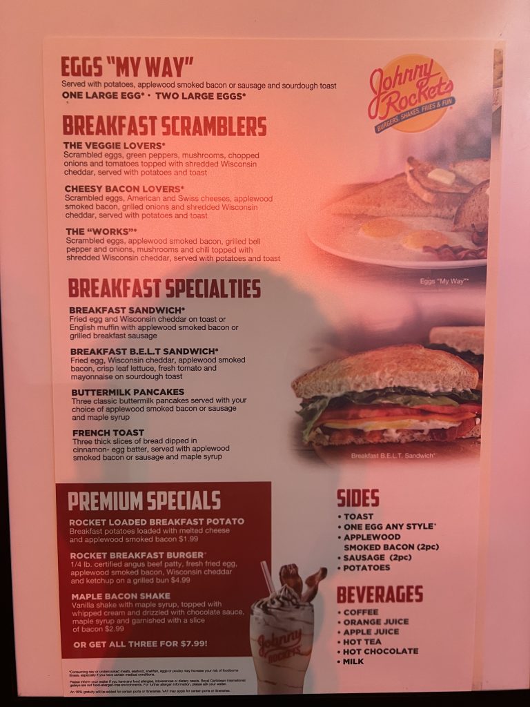 Johnny Rockets Menu 2— Symphony of the Seas Cruise Blog — Royal Caribbean Cruise Food Photos