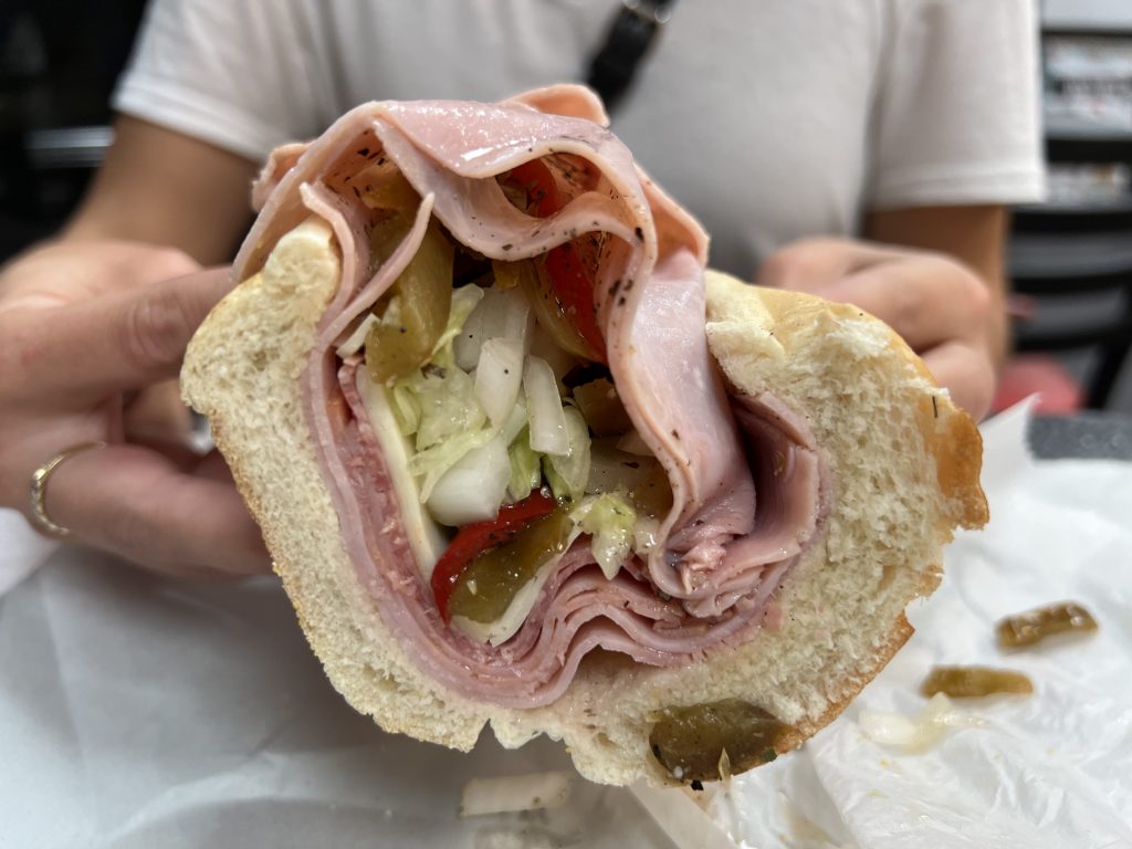 Side View of Full Laspada's Italian Hoagie