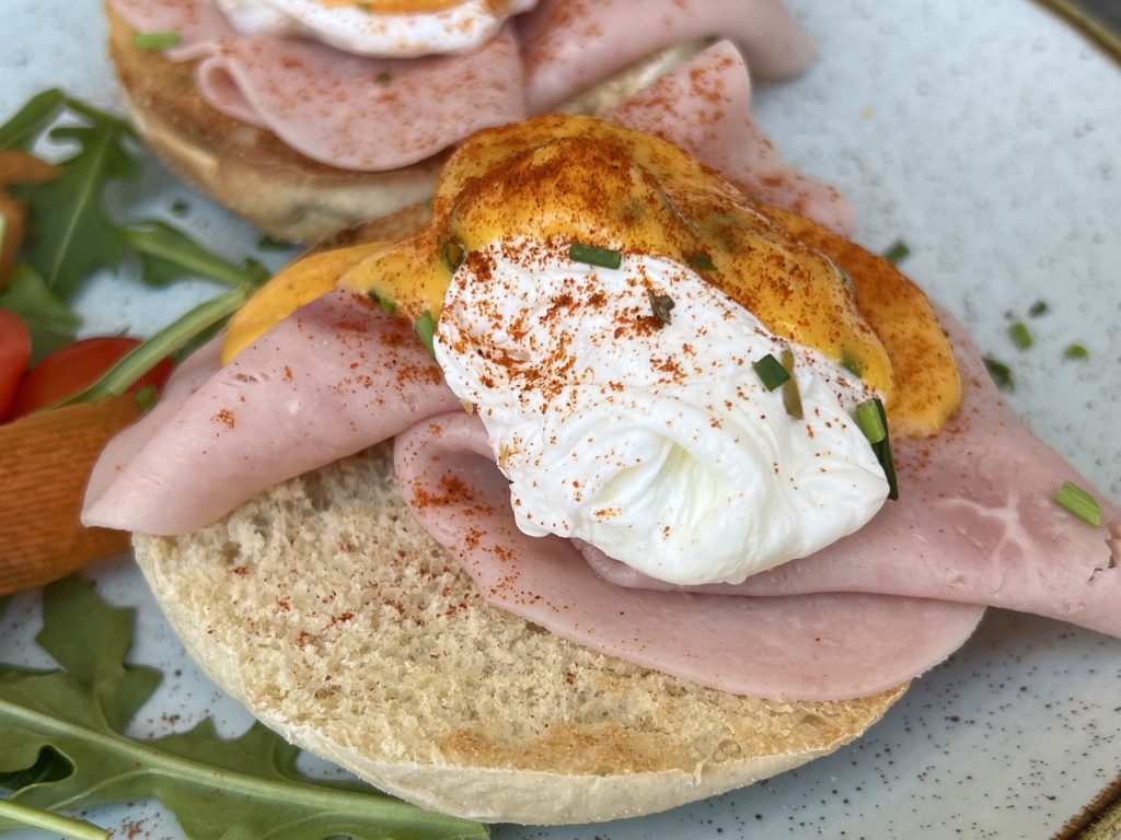 Eggs Benedict Close Up Side at Noa Cafe Bistro