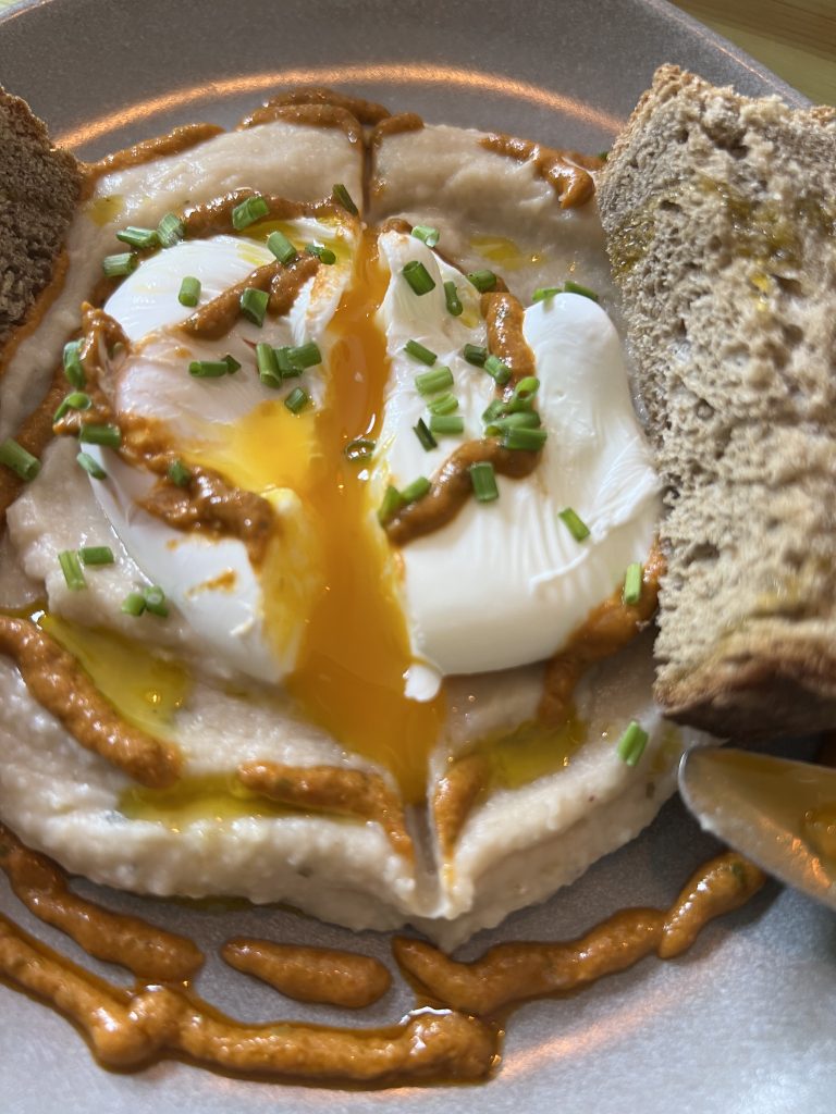 Perfectly Poached Egg with Chopped Chives — Cowie Lisbon Brunch Review