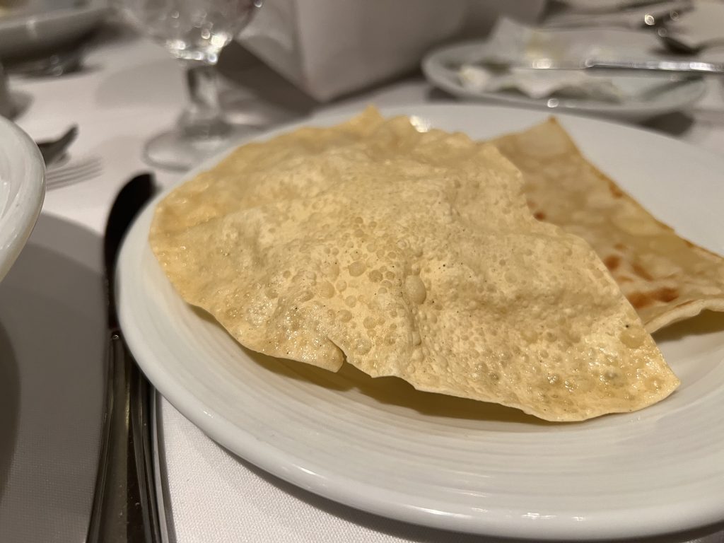 Indian Papadam and Naan Bread — Cruise Food Pictures — A Taste of the UK Royal Caribbean Menu