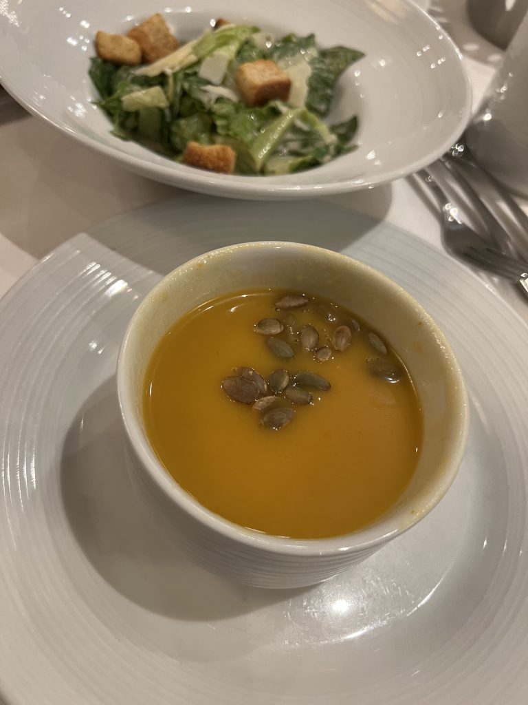 Caesar salad and butternut squash soup Royal Caribbean Food on Independence of the Seas