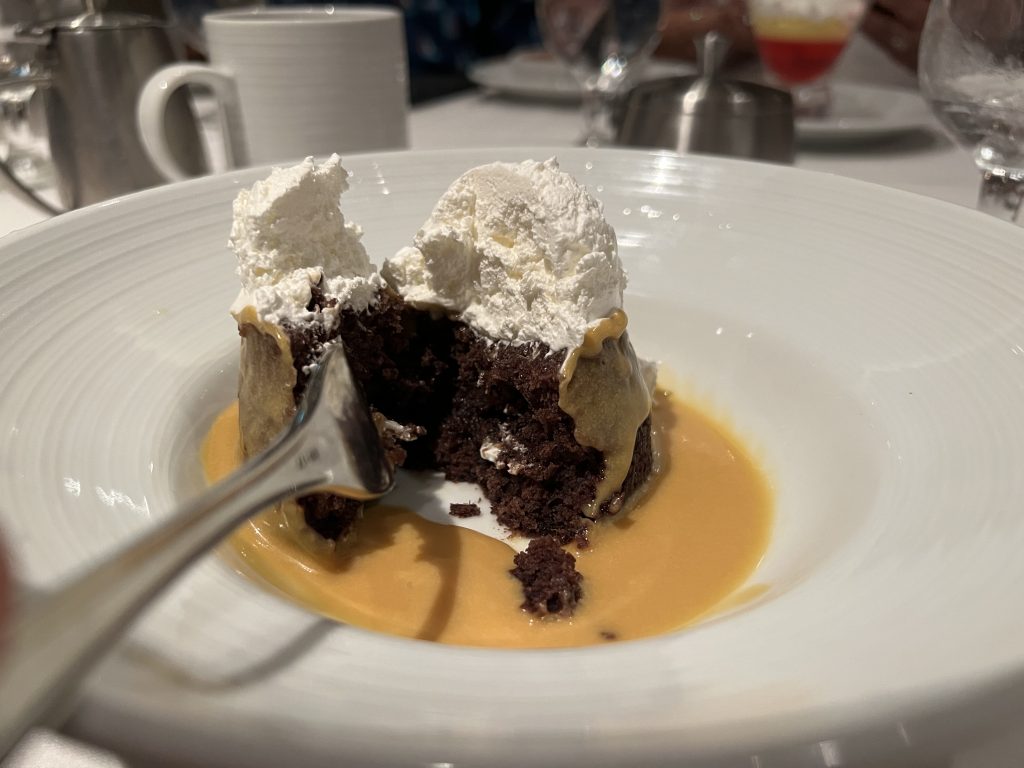 Inside Sticky Toffee Pudding Dessert — Cruise Food Pictures — A Taste of the UK Royal Caribbean Menu