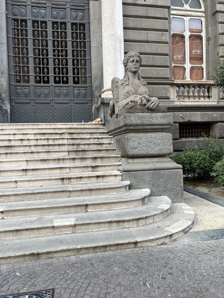 Greek Sphynx Statue outside UniNA — One Day in Naples Cruise Port 