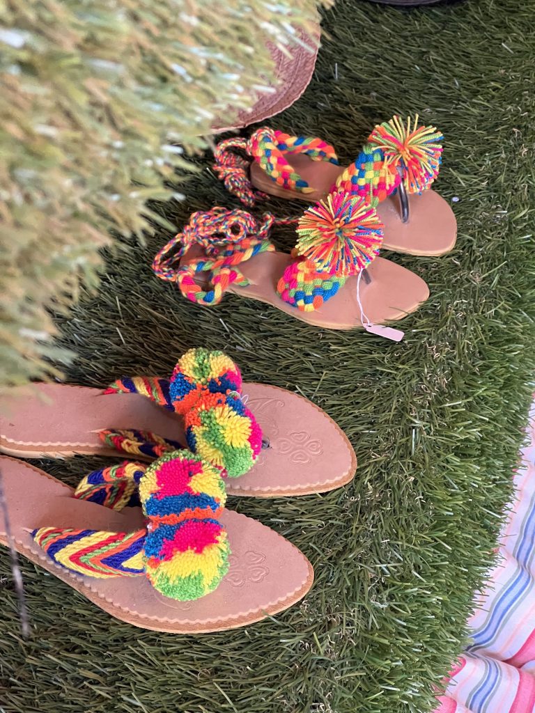 Colorful Boho Yarn Pom Pom Sandals — One Day in Aruba Cruise Port on Symphony of the Seas