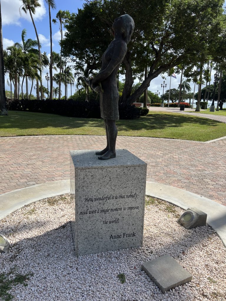 Anne Frank Statue Wilhelmina Park— One Day in Aruba Cruise Port on Symphony of the Seas