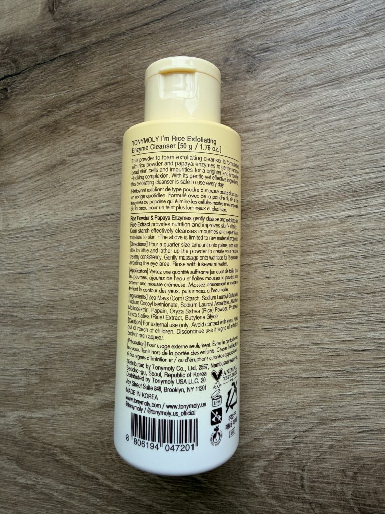 TONYMOLY I'm Rice Enzyme Cleanser Review — Ingredients and instructions for use