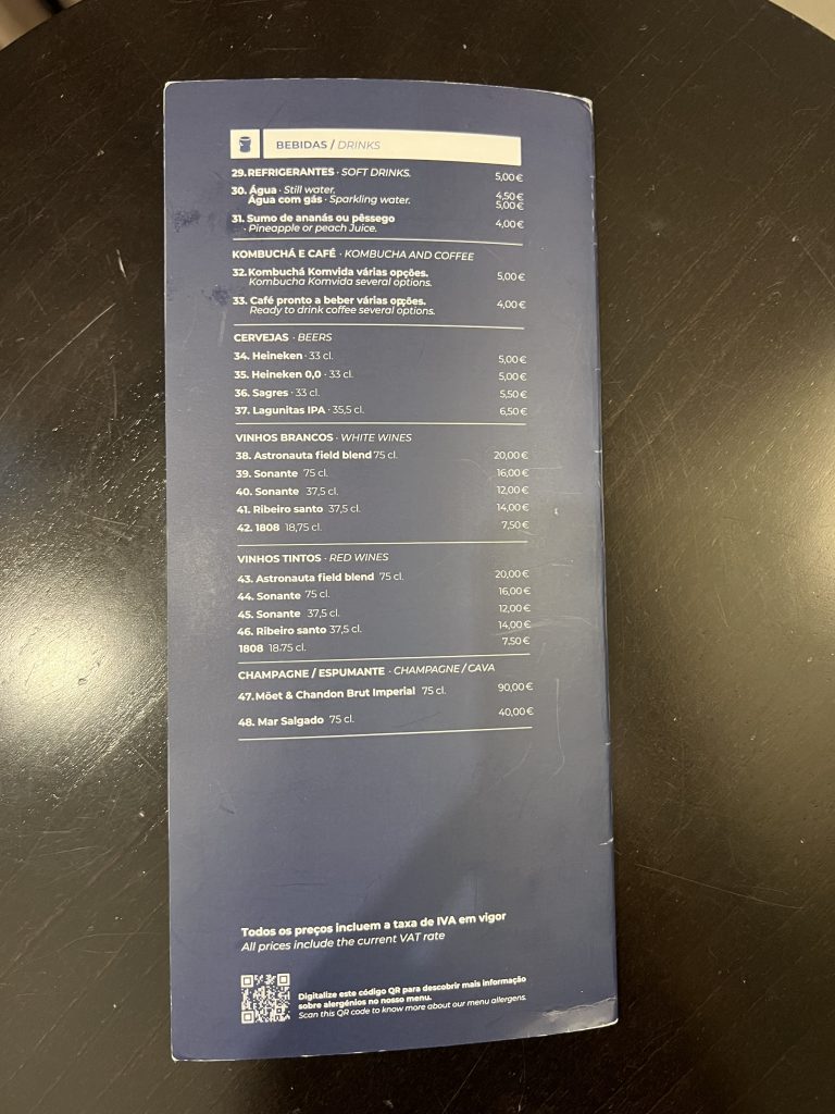 Restaurant Menu 4 Turim Saldanha — Lisbon Hotel Review