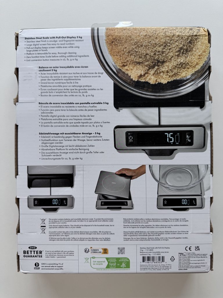 OXO Kitchen Scale Packaging
