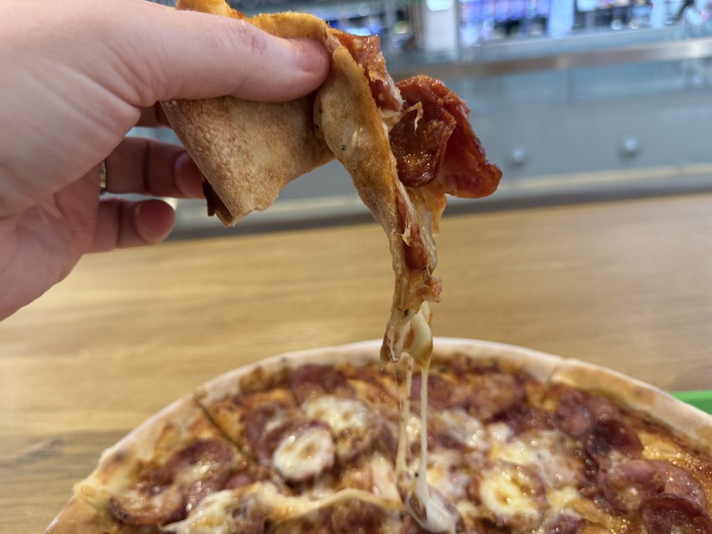Pizza Real at Tavira Plaza, Portugal | Floppy Pepperoni Pizza Photo
