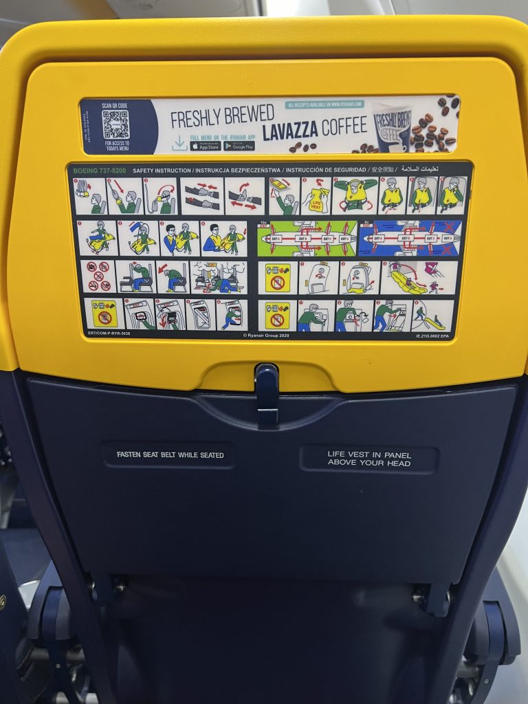 Flight Safety Card — RyanAir Flight Review FR1726