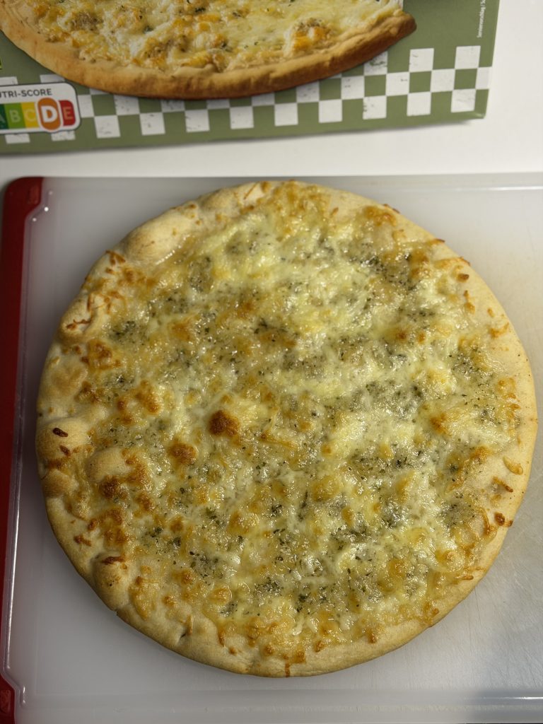 Top View of Trader Joe's Garlic Bread Pizza Box