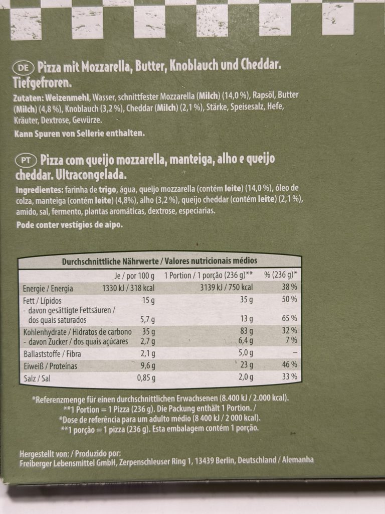 Trader Joe's Garlic Bread Pizza Ingredients and Nutrition Information