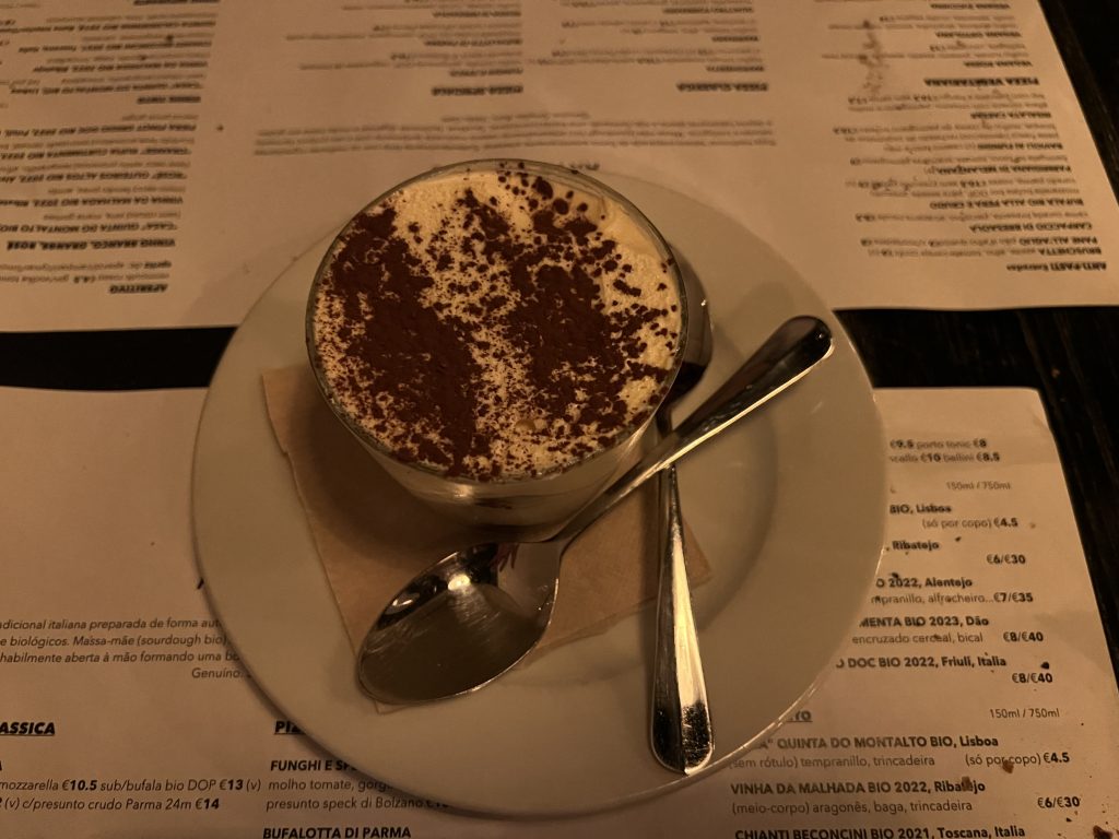 Valdo Gatti Review Best Pizza in Lisbon Barrio Alto — Classic Tiramisu Italian Dessert Single Serve