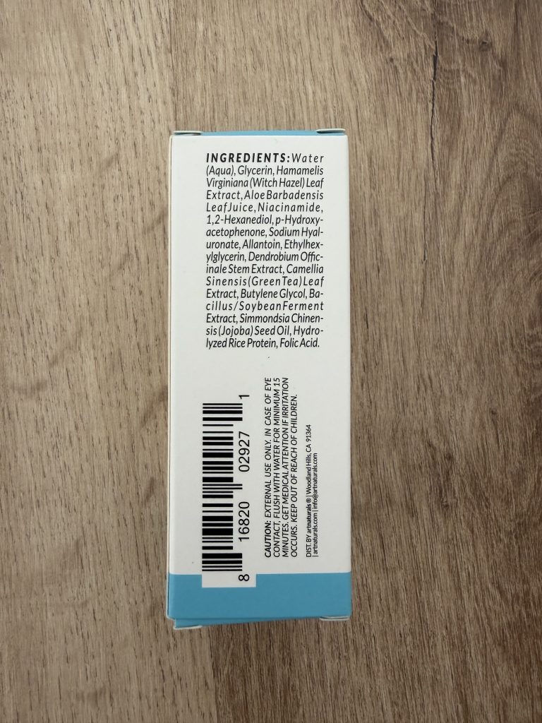 Art Naturals Hyaluronic Acid Serum Ingredient Lit