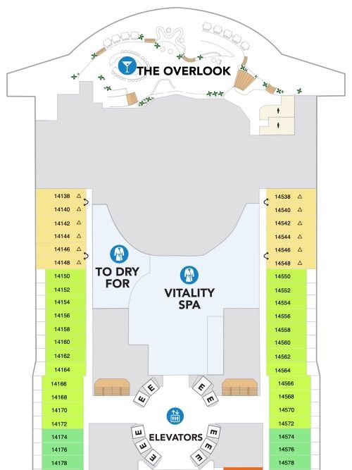 Large Detailed Deck Map Hero of the Seas Deck 14 Forward