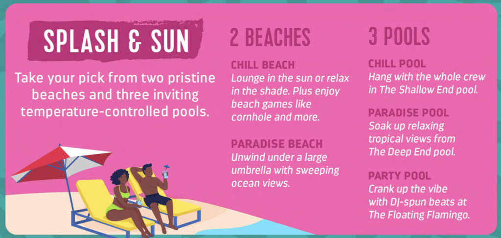 2 Beaches and 3 Pools at Royal Beach Club Paradise Island Nassau Infographic