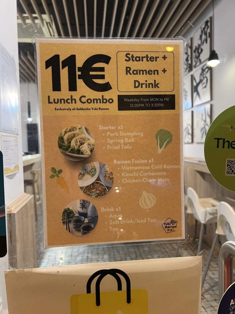 Yuki Ramen Lisbon Menu Photo — Lunch Combo