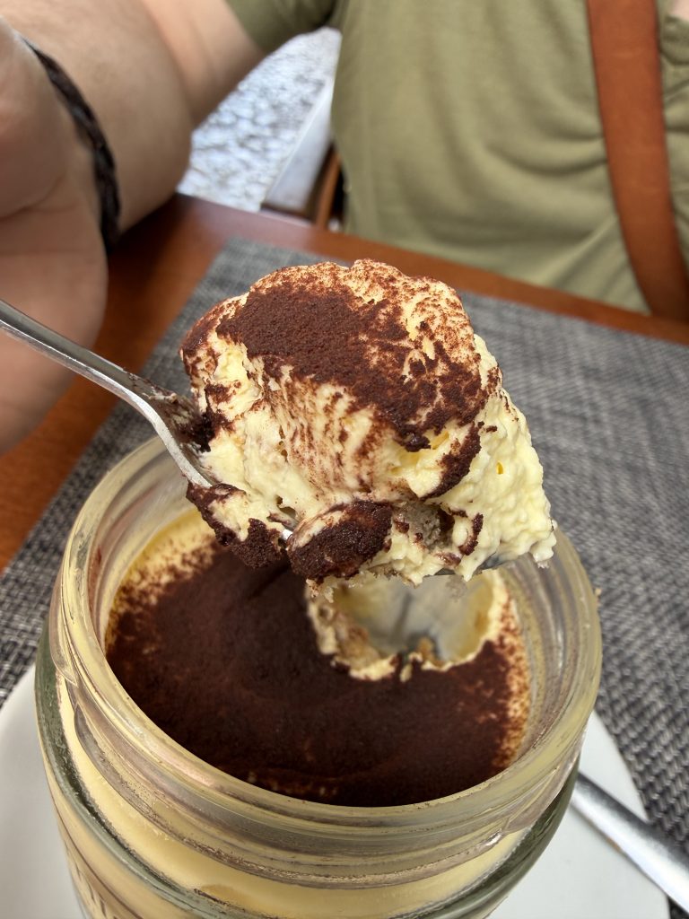 Lisbon Pizzeria Santa Chiara Photo Review β Spoon full of Tiramisu Dessert from Tiramisusi