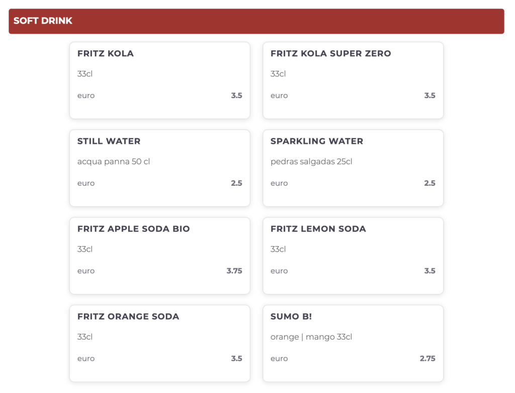 Lisbon Pizzeria Santa Chiara Photo Review β Menu with Prices Soft Drinks