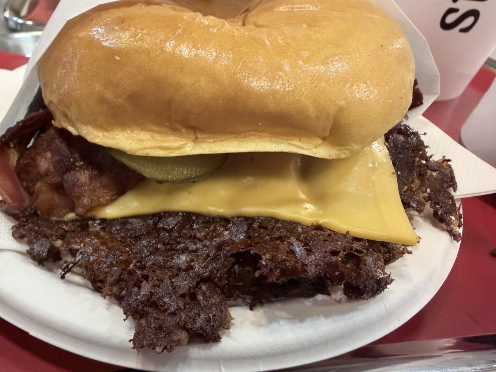 Close up of lacy beef smashed burger | Street Smash Burger Lisbon Review Alvalade Photos | Best Smash Burger in Lisbon?