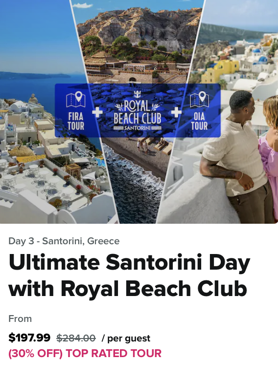 Royal Beach Club Santorini Cost — Ultimate Santorini Day Tour Price on Sale