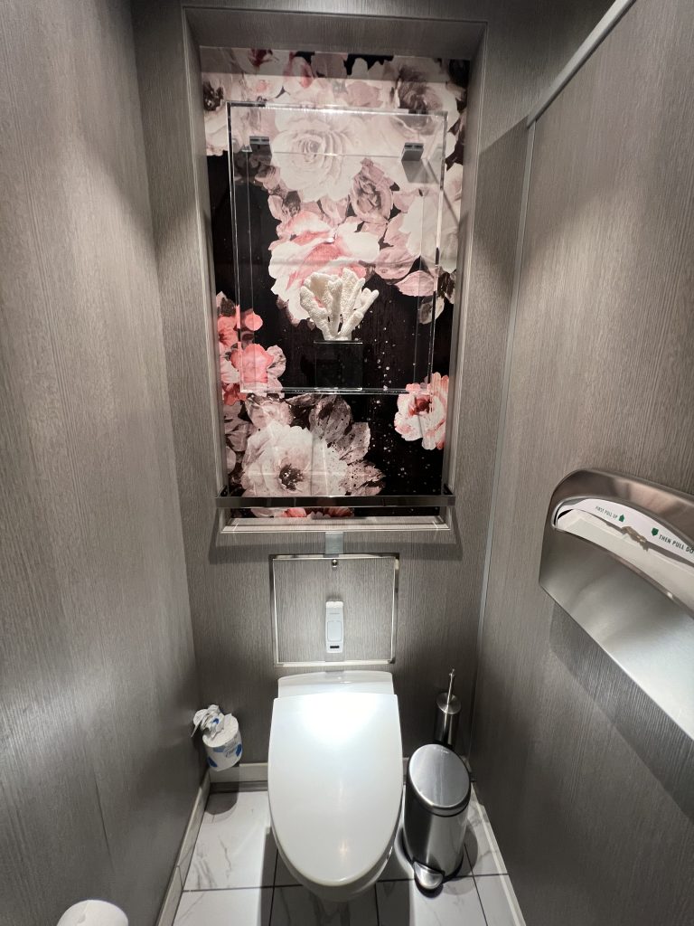 Beautiful Women's Restroom Floral and Coral | Celebrity Ascent Review