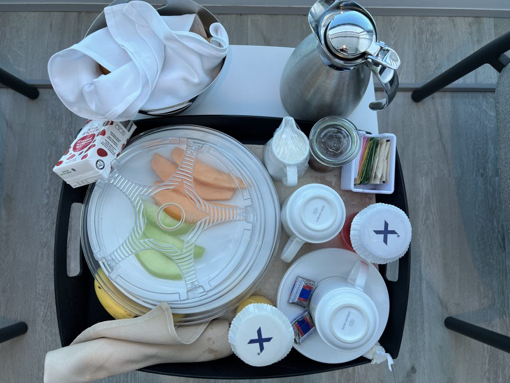View of free room service breakfast on Celebrity Cruise  in Nassau, Bahamas | Celebrity Ascent Review Western Caribbean Itinerary