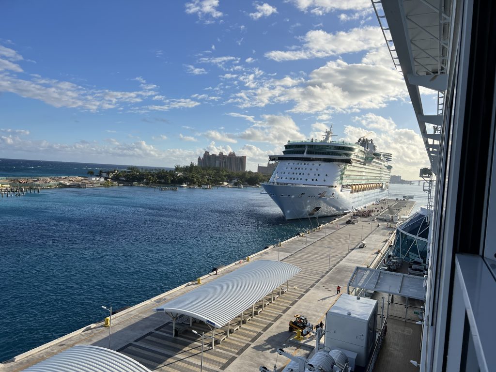 View of Independence of the Seas and Atlantis Resort in Nassau, Bahamas | Celebrity Ascent Review Western Caribbean Itinerary