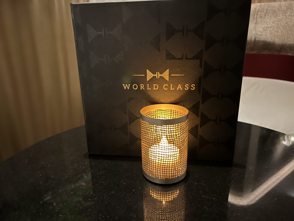 World Class Bar Menu and Candle | Celebrity Ascent Review
