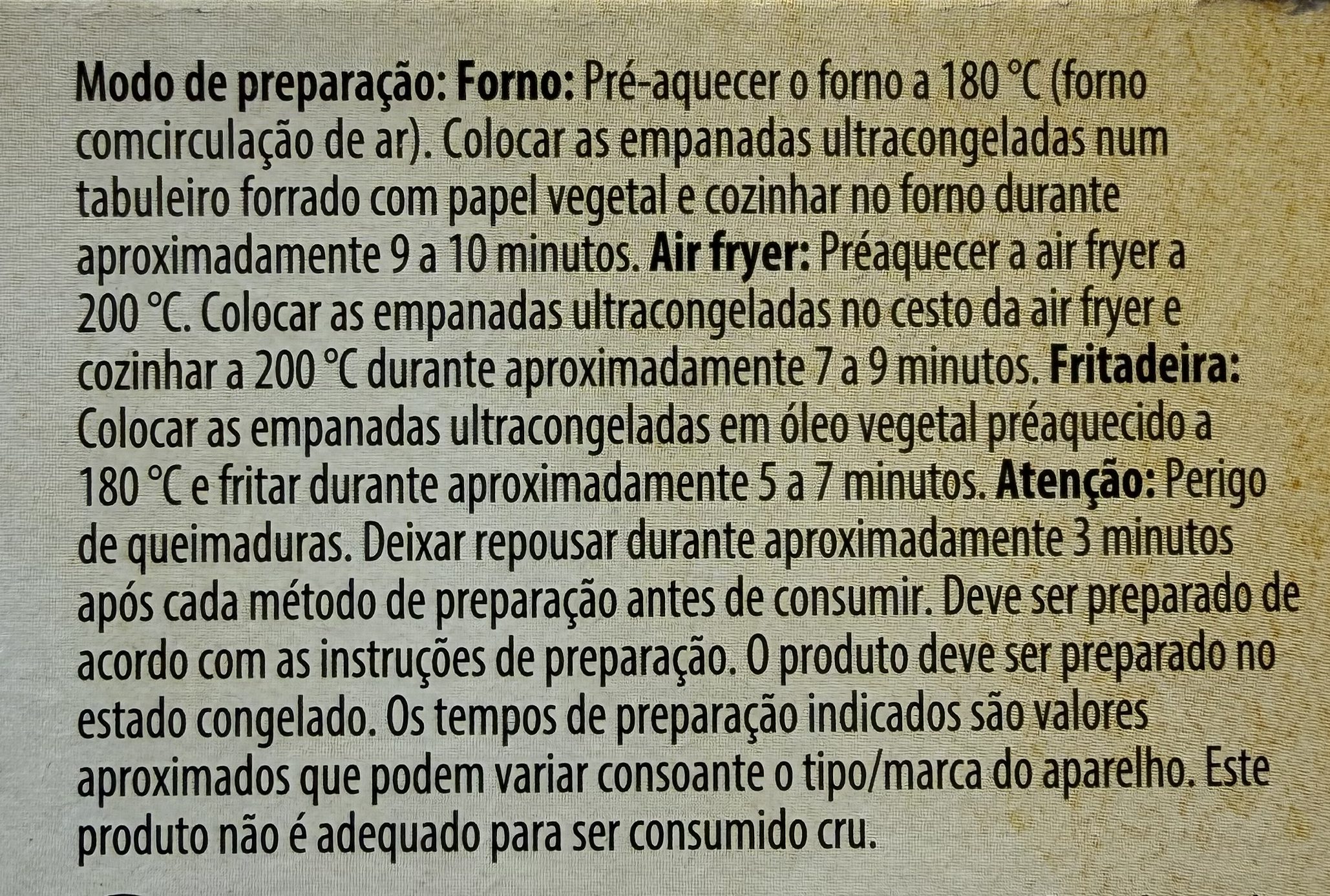 Aldi Tesoros Del Sur Beef Empanadas Review — Cooking Instructions Photo
