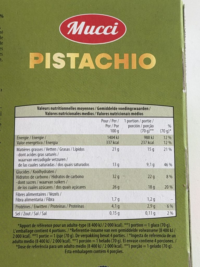 Aldi Mucci Pistachio Ice Cream Review — Nutrition Facts Calories Sugars | Aldi Portugal Product Reviews