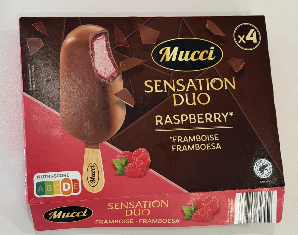 Mucci Sensation Duo Raspberry Ice Cream Bars — Front of Box | Aldi Finds Portugal