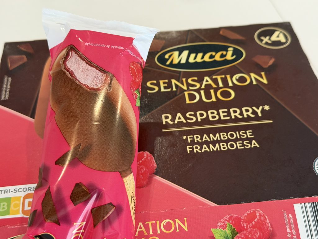 Mucci Sensation Duo Raspberry Ice Cream Bars — Individual Package and Box | Aldi Finds Portugal