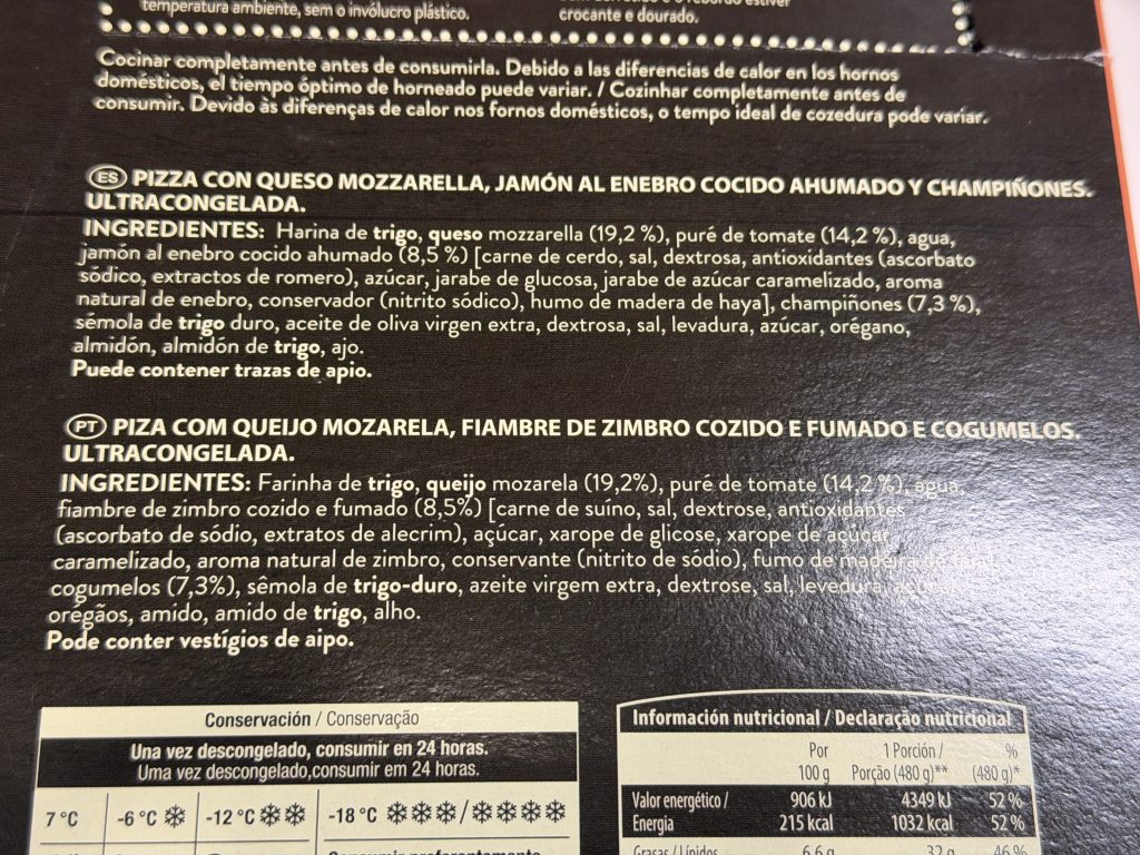 Pizza Gigante Review — Fiambre Fumado com Cogumelos Smoked ham with mushrooms Ingredients | Aldi Finds Portugal