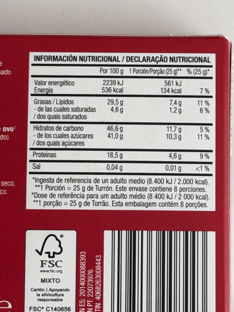 Aldi Seasons Best Turron — Cacahuete Peanut Nutrition Facts Calories and Sugars | Aldi Portugal Review